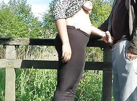 He is watching my Bosom while i give him a HANDJOB outdoors, why did he CUM so fast?
