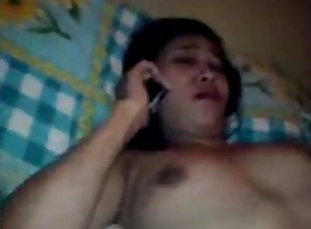 Most important indonesian wife accept call from her husband